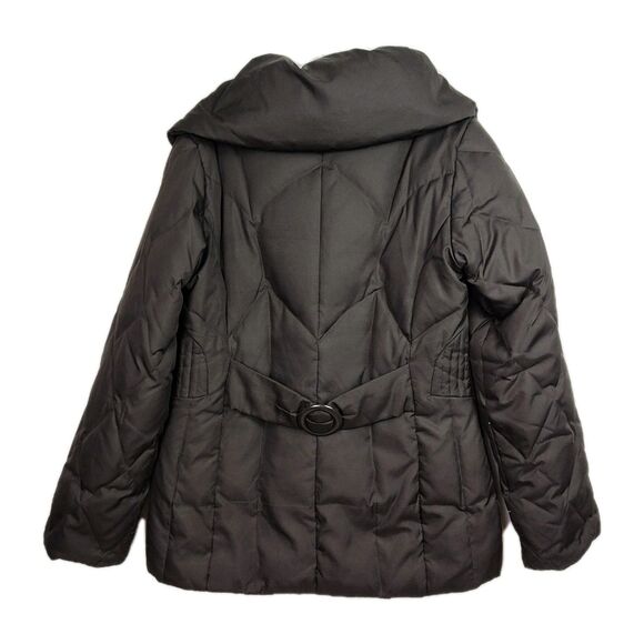 Larry Levine Down Puffer Coat Women's M Brown Full-Zip Buttons Zipped Pockets - Picture 2 of 9